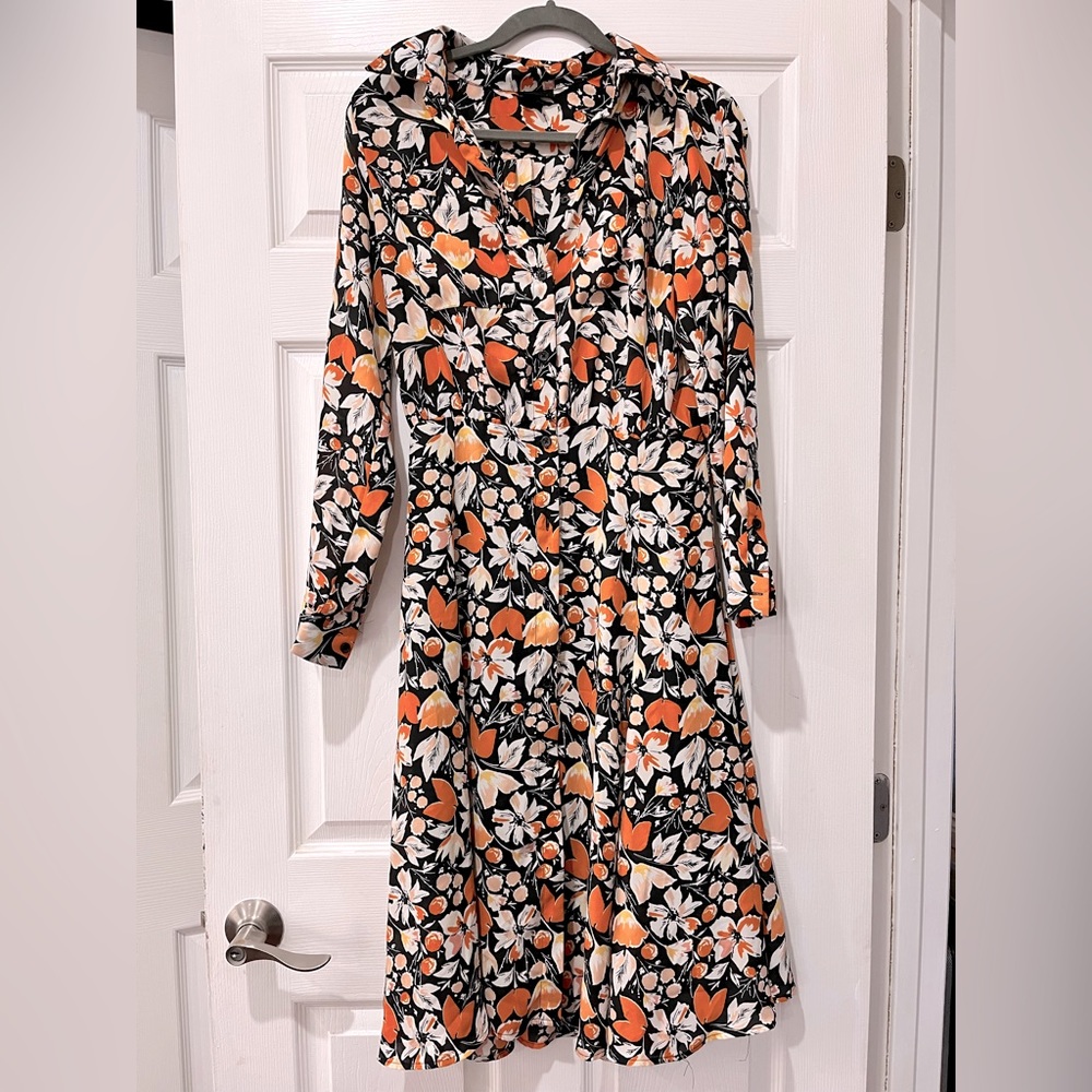 Who What Wear Orange/Black Midi-dress